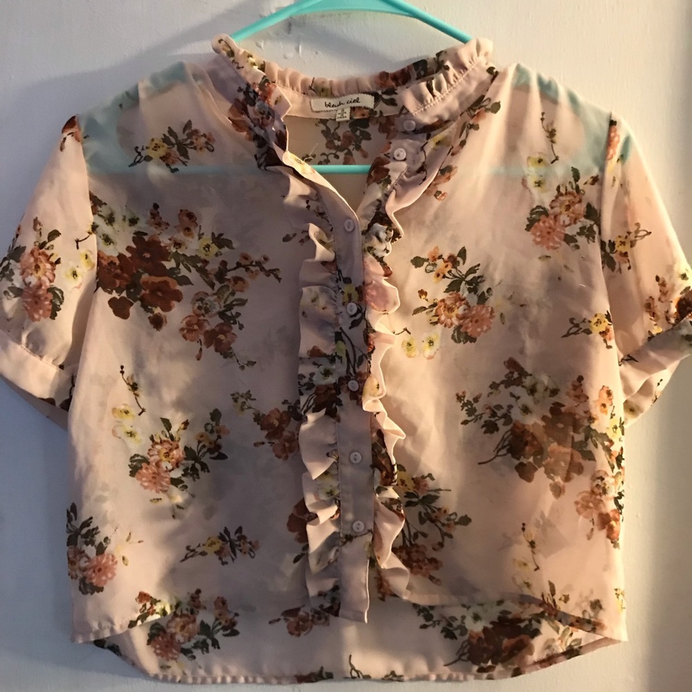 Floral mid shear button down
